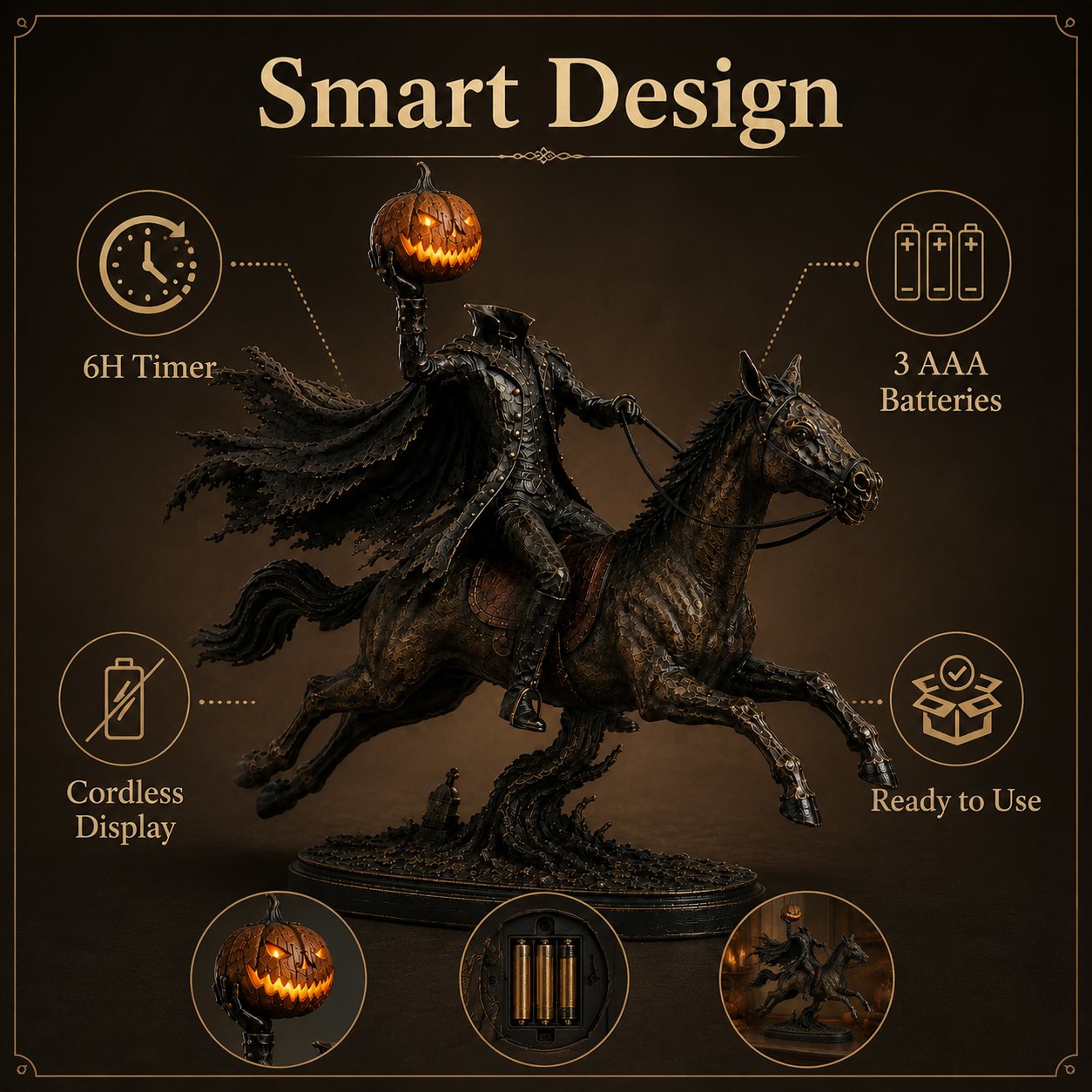 Headless Horseman 6 hour timer and battery powered design