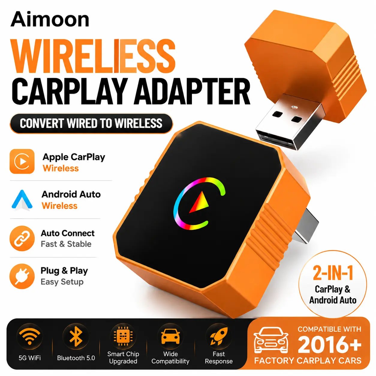 2 in 1 Wireless CarPlay and Android Auto Adapter