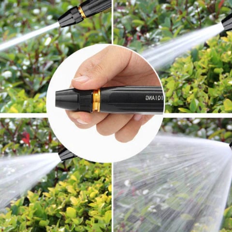 Watering plants with spray nozzle