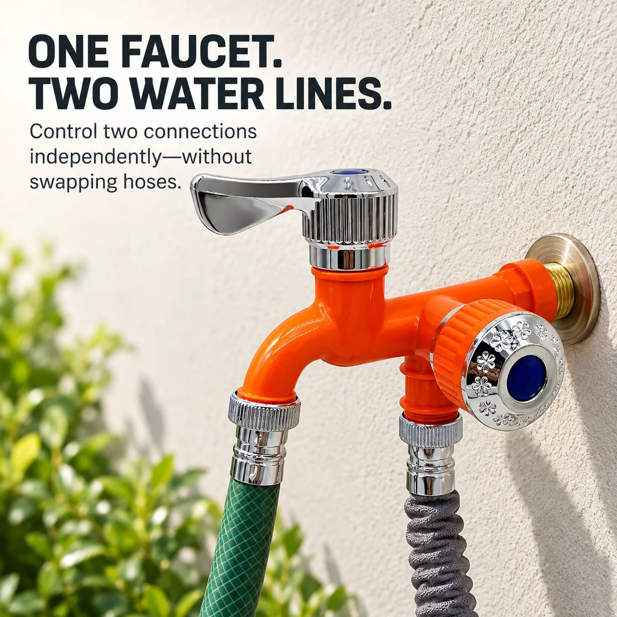 Dual outlet water faucet