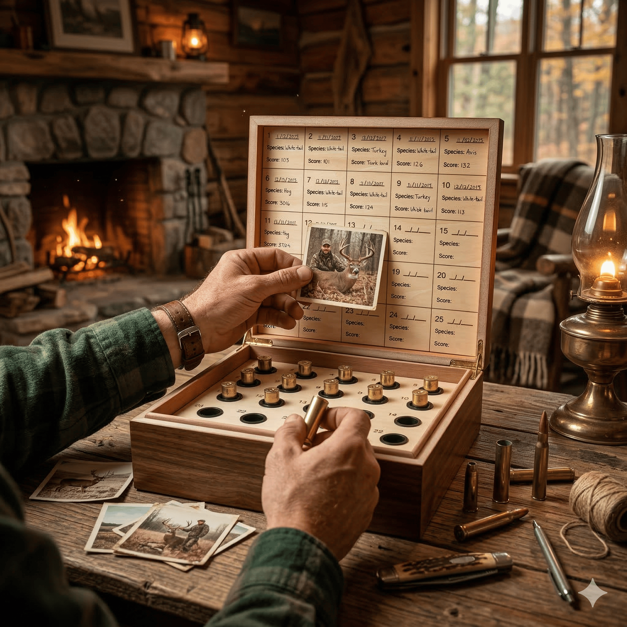 Solid wood construction and engraved deer design
