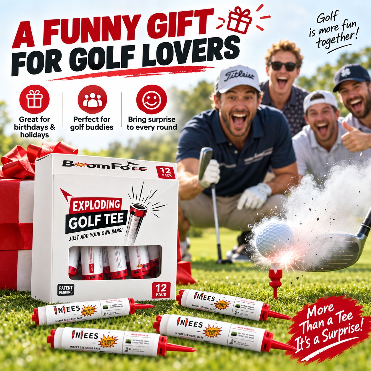 Novelty exploding golf tees gift set