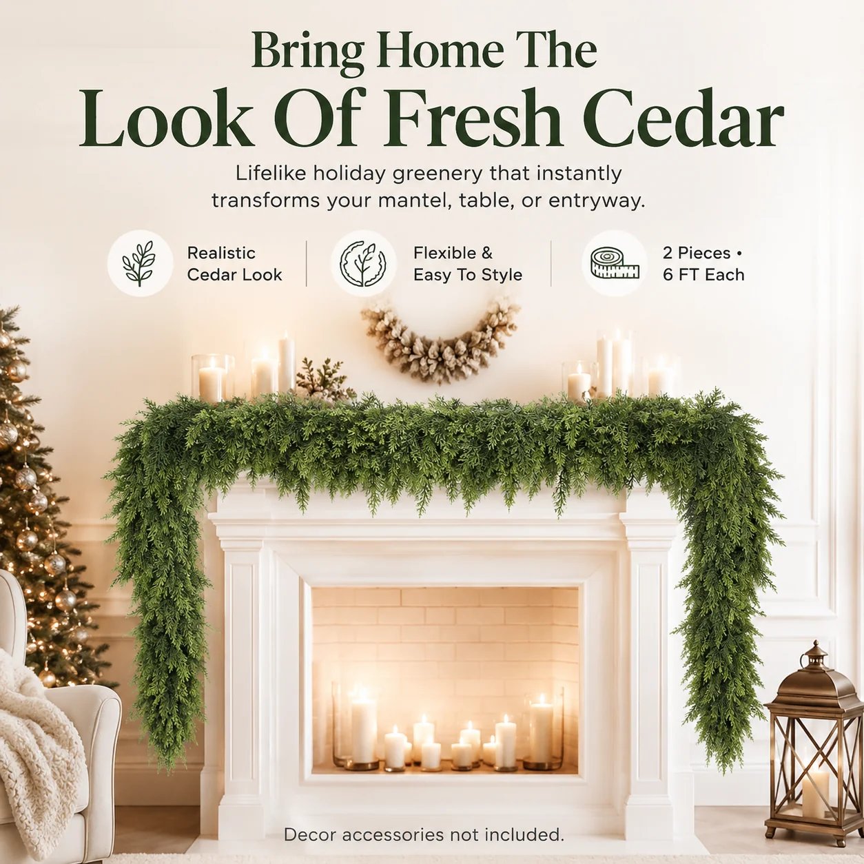 Artificial cedar garland Christmas decoration