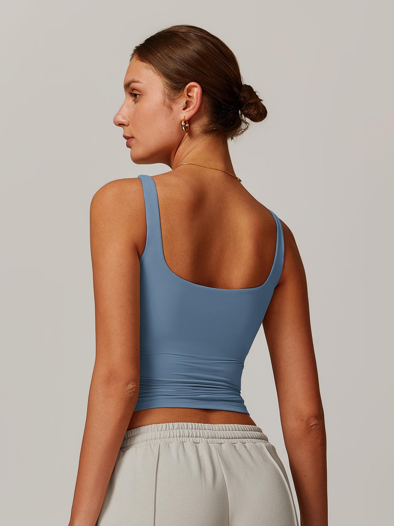 Women's Solid Color Sports Tank Top, Tight Sports Vest, Casual Comfy Breathable Sleeveless Sports Top for Yoga Gym Workout Running, Ladies Sportswear for All Seasons