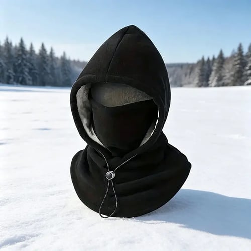 Black fleece balaclava hood