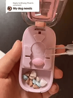 Portable pill cutter and storage case in use