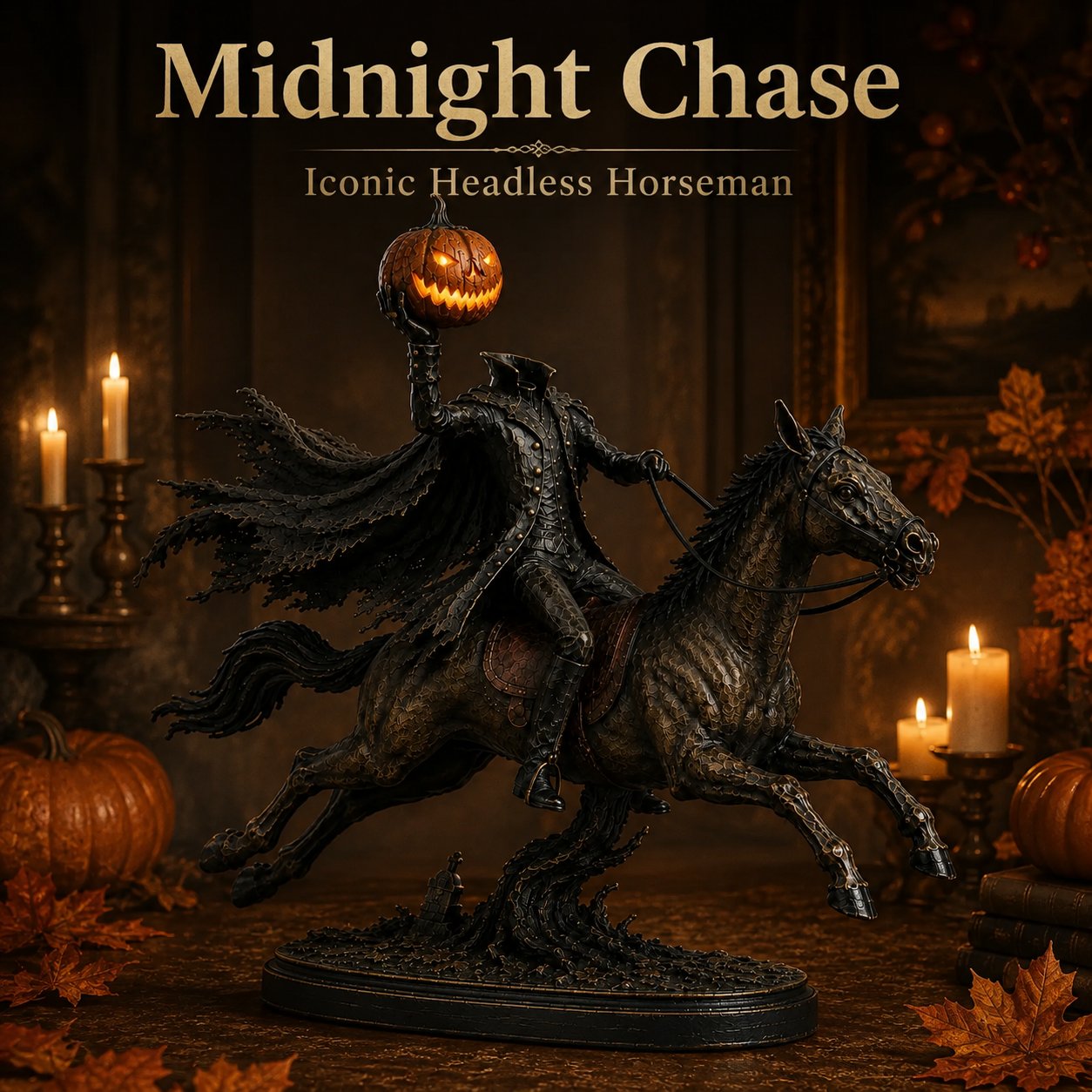 Iconic Headless Horseman Midnight Chase statue