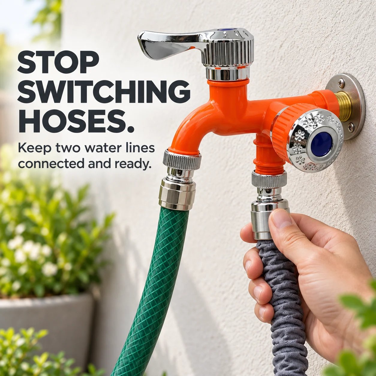 Two water hose connections