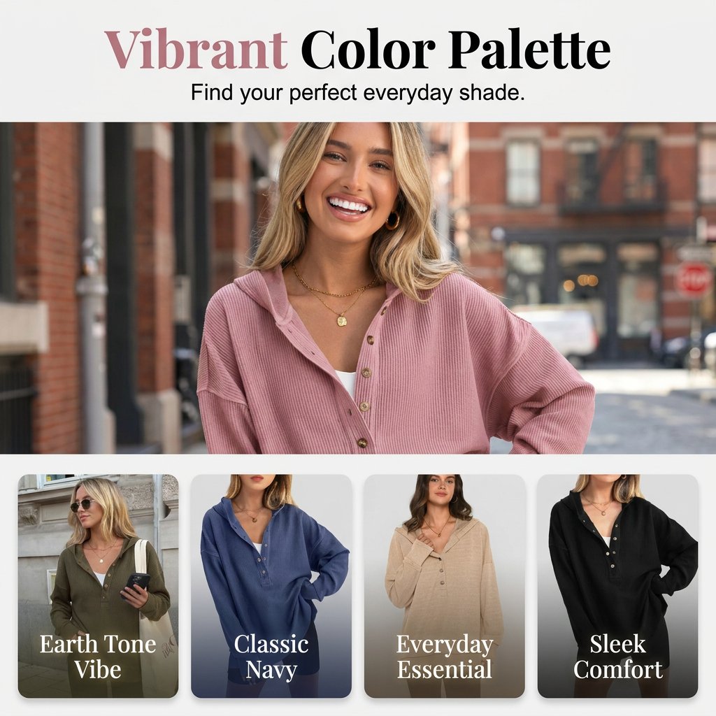 Six color options of the V-neck hoodie