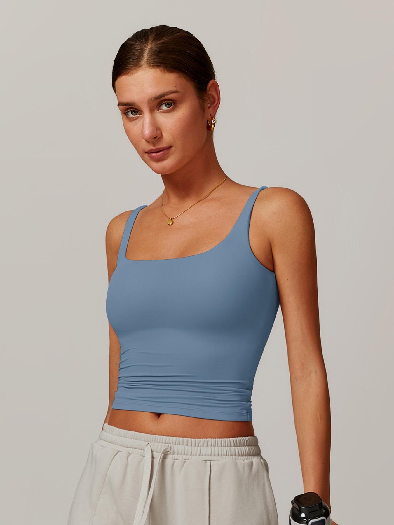 Women's Solid Color Sports Tank Top, Tight Sports Vest, Casual Comfy Breathable Sleeveless Sports Top for Yoga Gym Workout Running, Ladies Sportswear for All Seasons