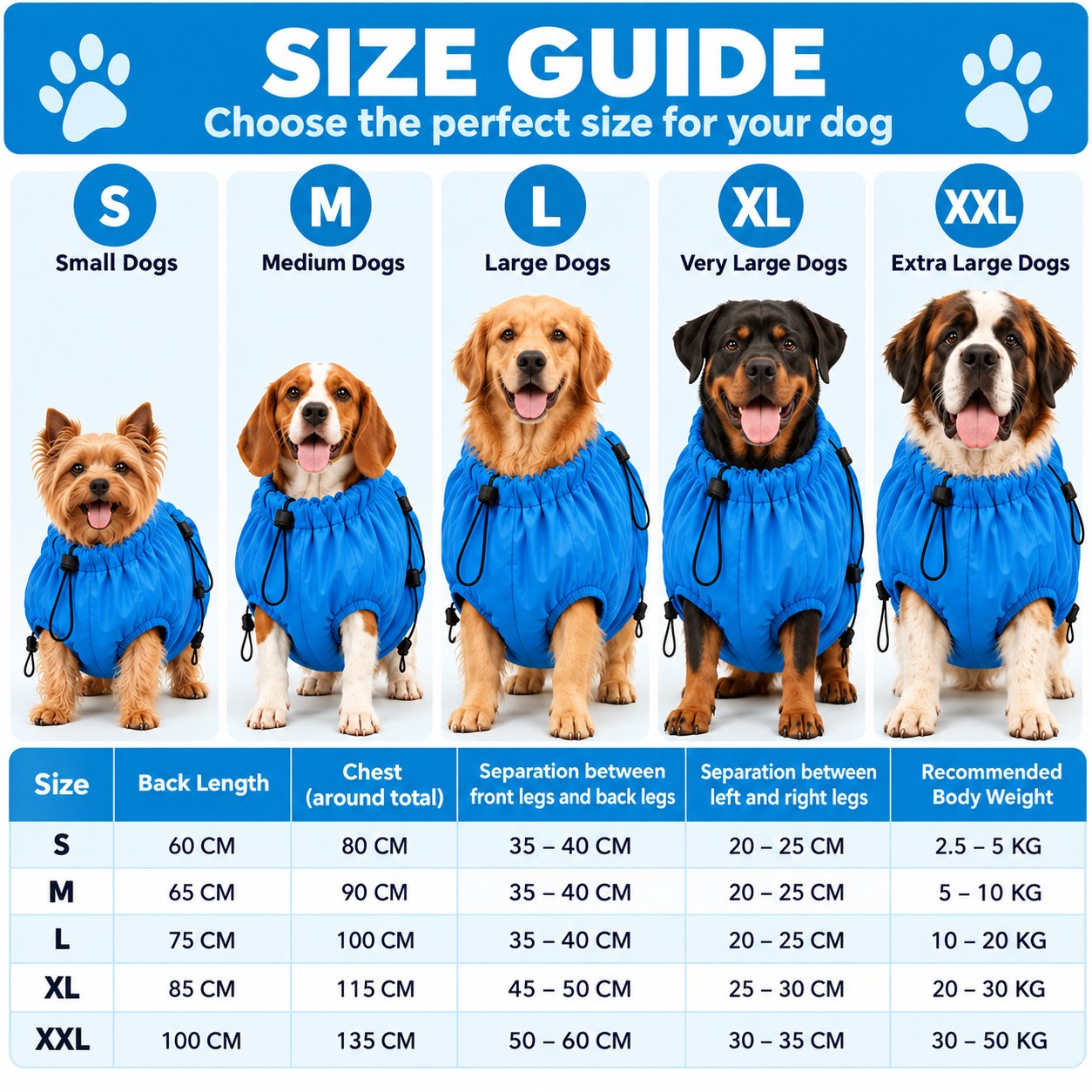 Pet drying bag size guide