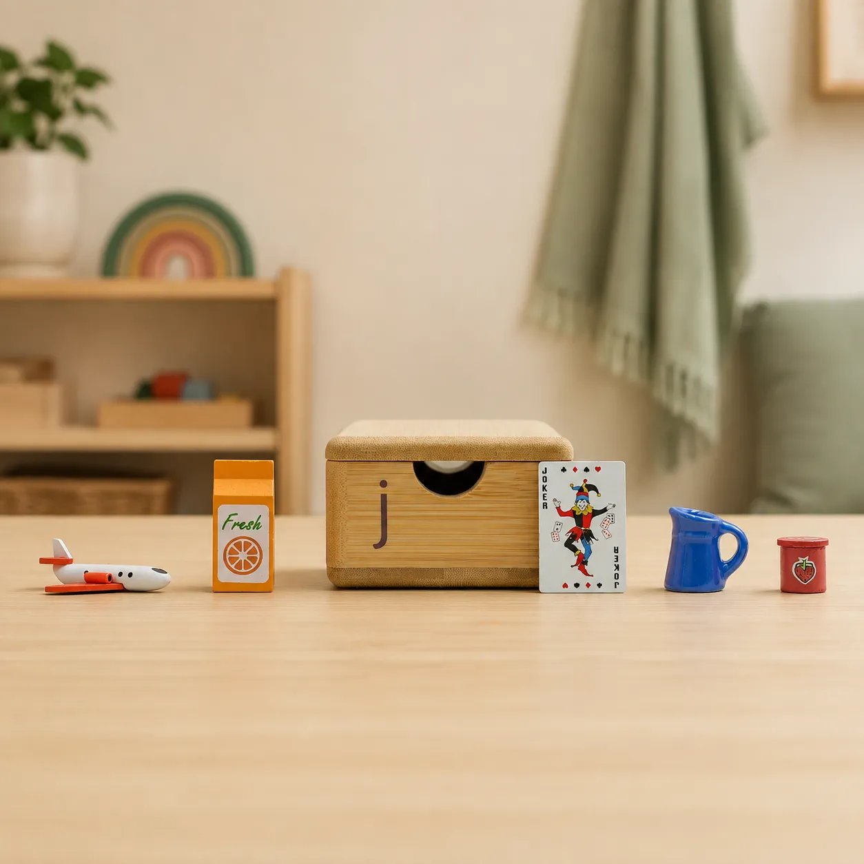 Montessori Phonics Cabinet with 120 Miniature Objects