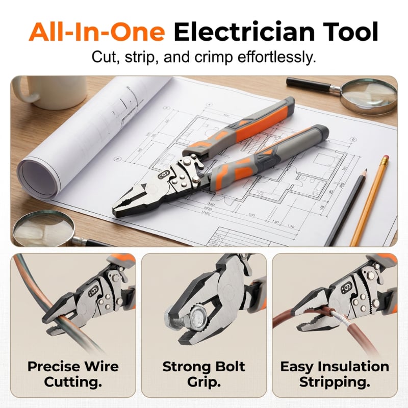 All-in-one ratchet pliers for electrical repair