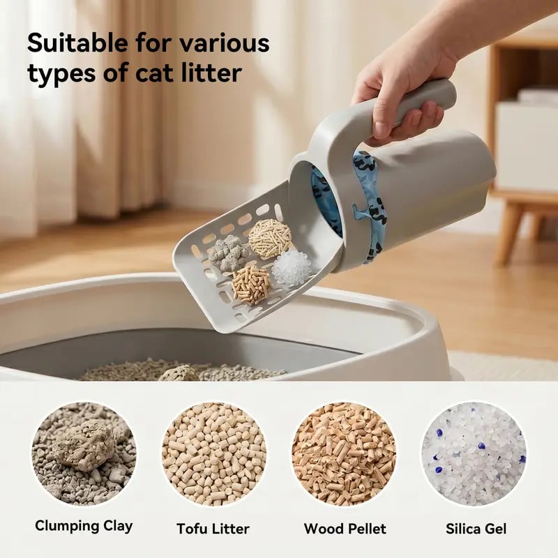 Cat litter scoop for clay tofu wood pellet and silica litter