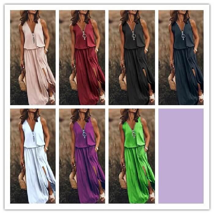 V Neck Zipper Dress Signifye