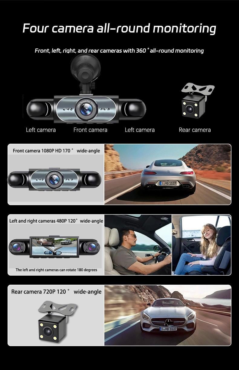 WHATOOK 4 Channel Car Dash Cam,1080P Car DVR with 64GB Memory Card,Car Video Surveillance with Night Vision,Parking Mode Car DVR Hd Screen Front Rear Left And Right dashcam WHATOOK 4 Channel Car Dash Cam,1080P Car DVR with 64GB Memory Card,Car Video Surveillance with Night Vision,Parking Mode Car DVR Hd Screen Front Rear Left And Right dashcam