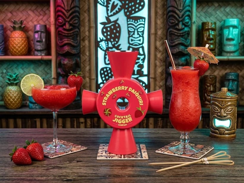 Cocktail jigger in use