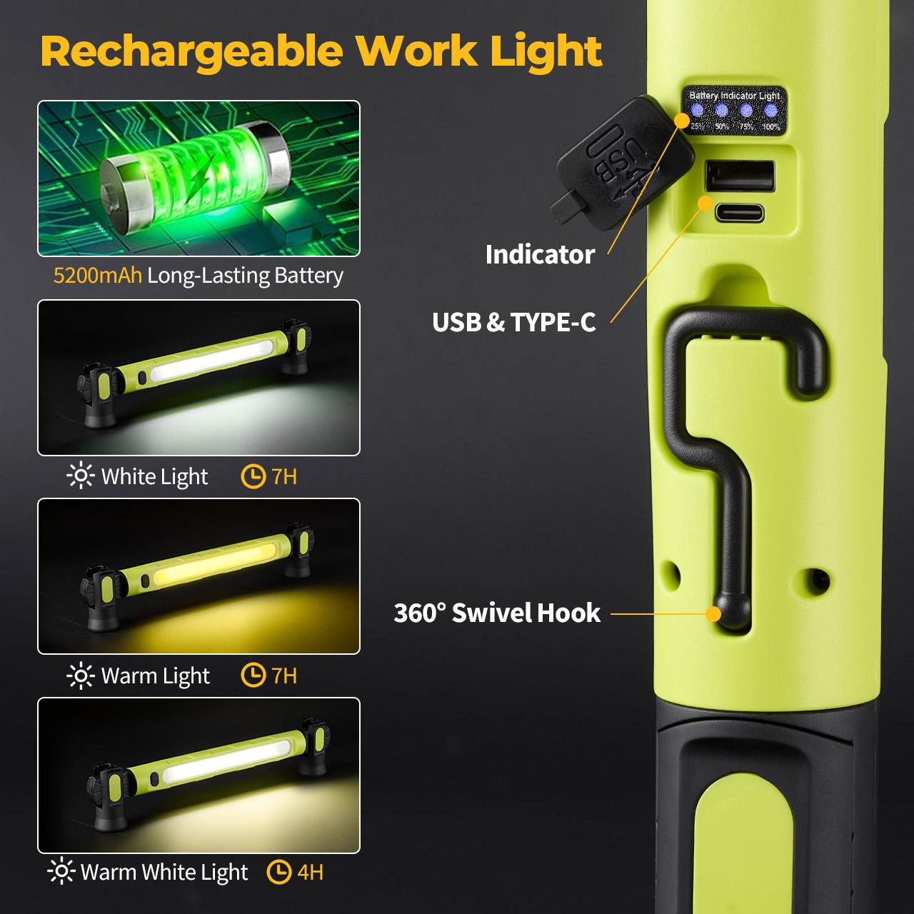 3000LM rechargeable under hood work light for car repair and garage use 3000LM rechargeable under hood work light for car repair and garage use