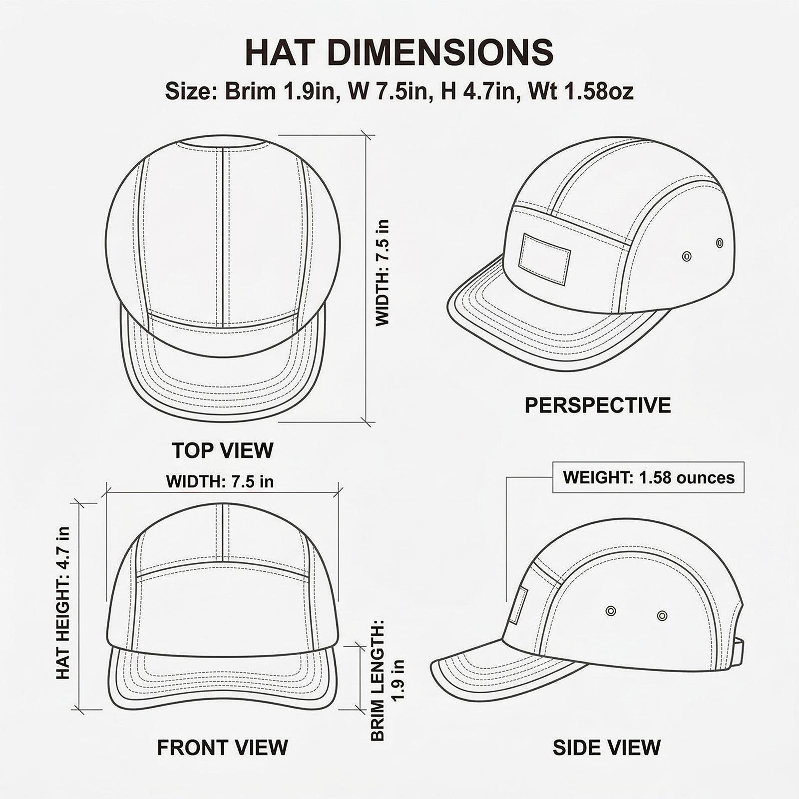 Snapback cap size and product detail display