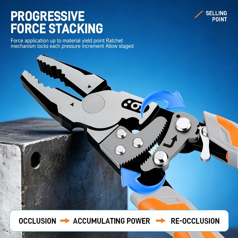 Progressive force stacking ratchet mechanism