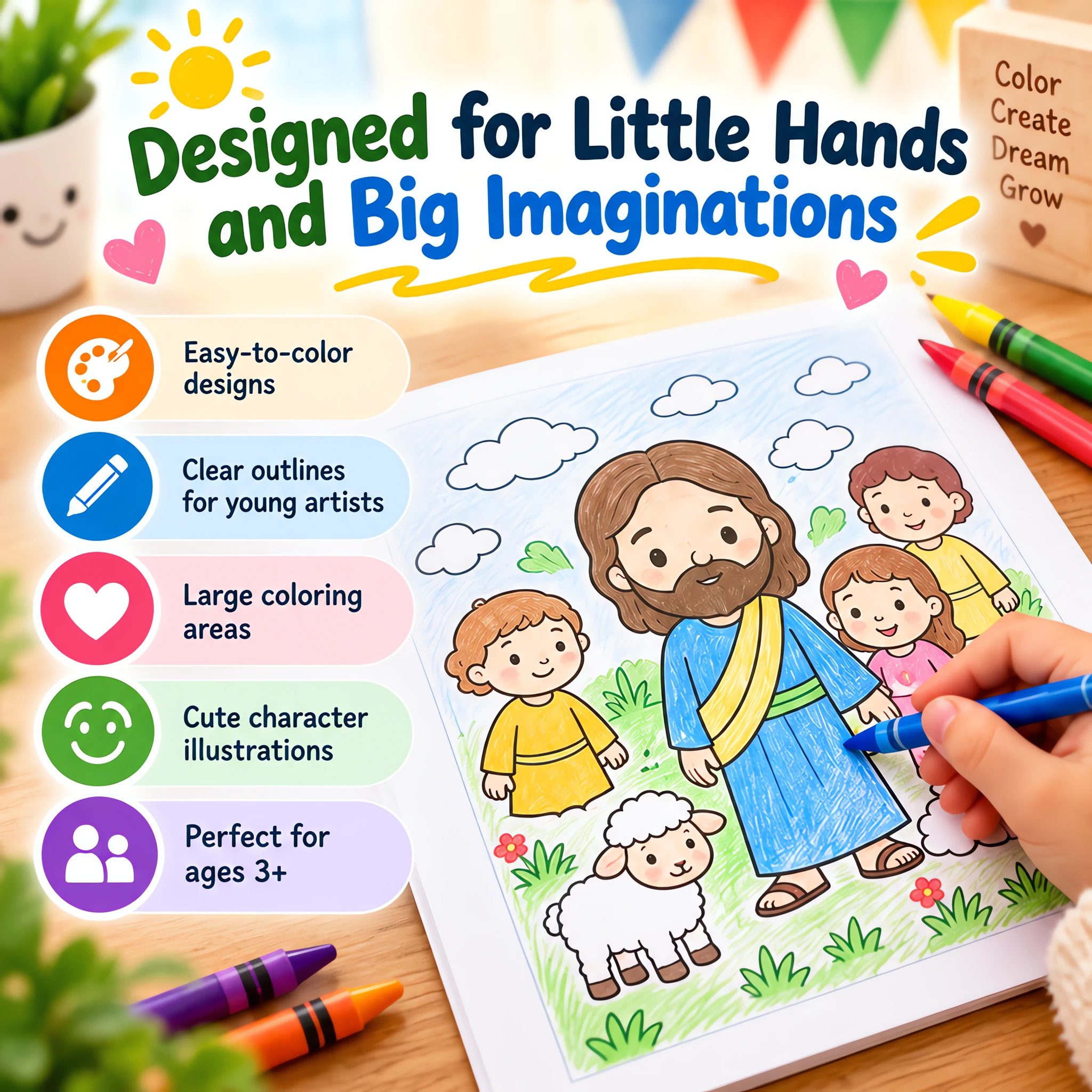 Easy to color Bible illustrations for children