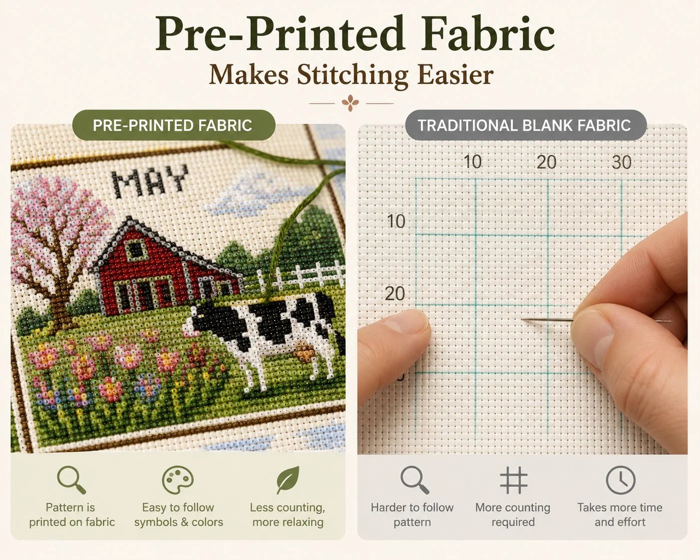 Printed cross stitch fabric