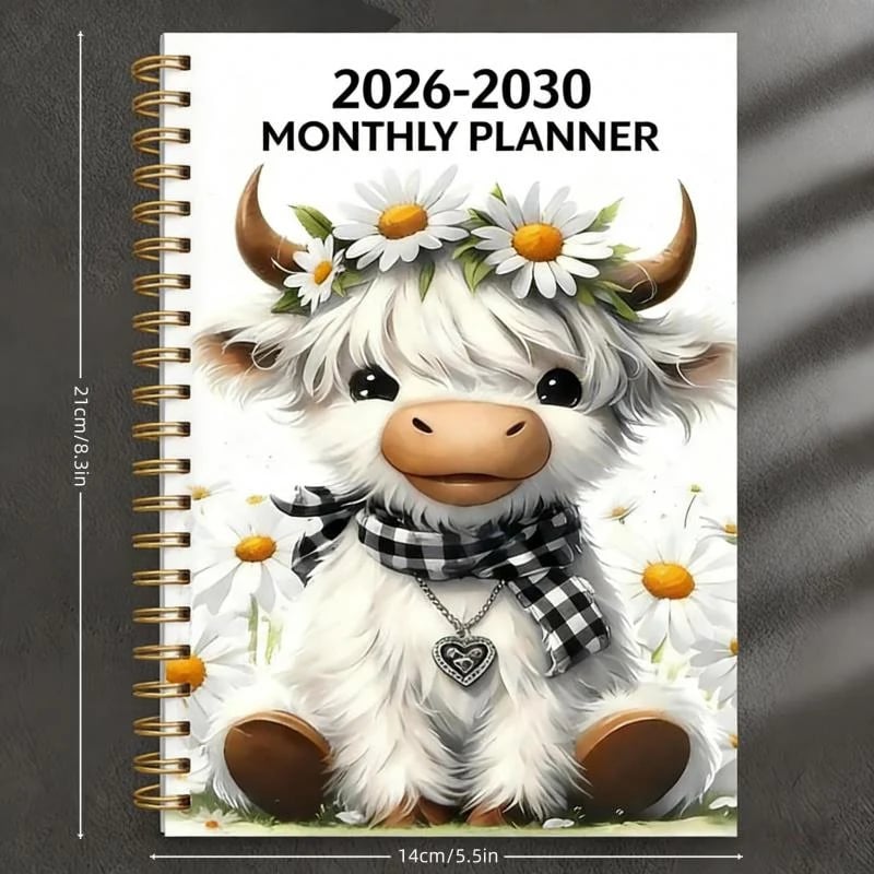 Highland Cow planner cover and twin wire binding