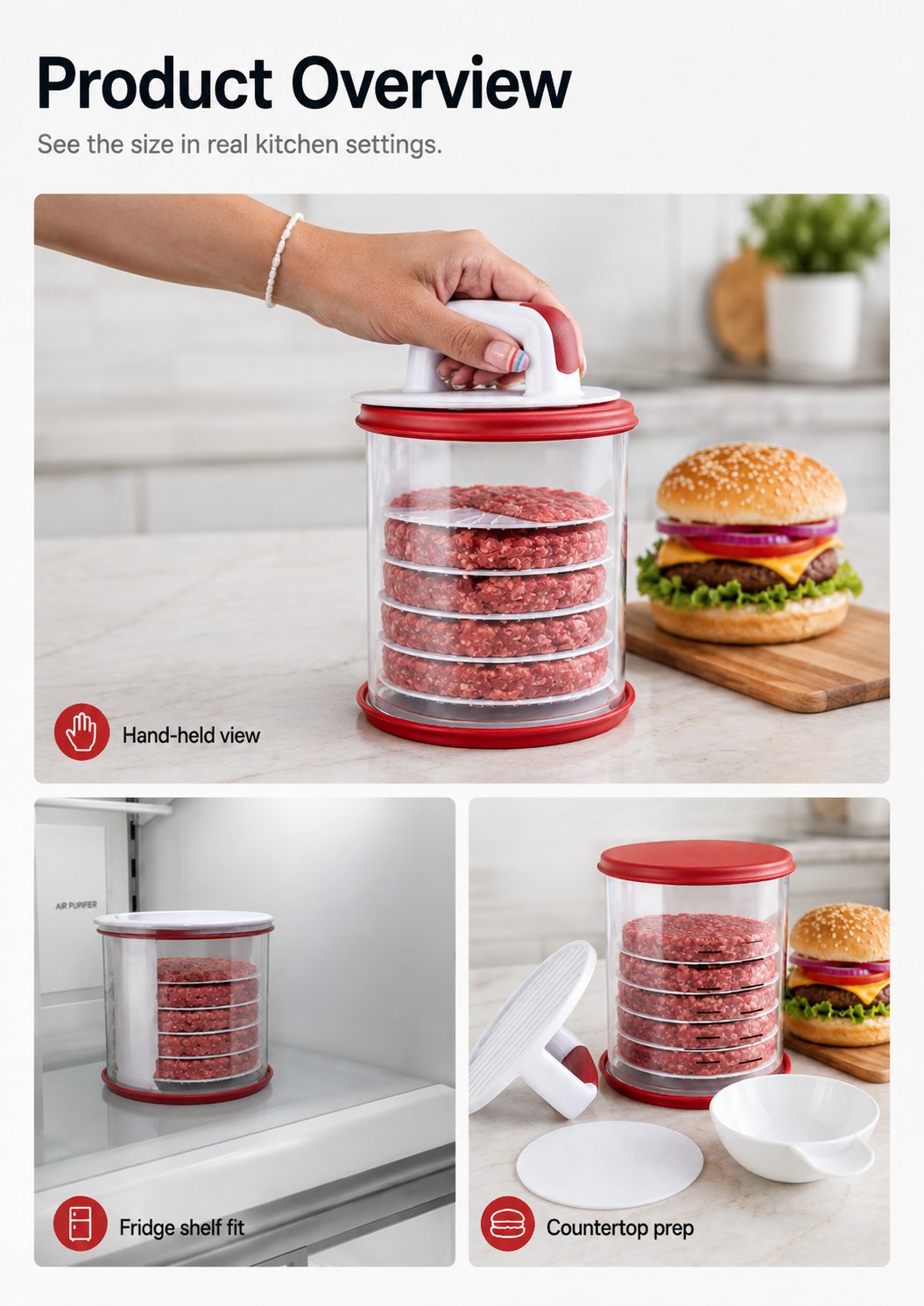 Top-down hamburgerpress i bruk Top-down hamburgerpress i bruk