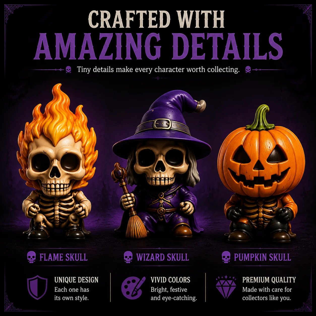 Halloween skull character designs