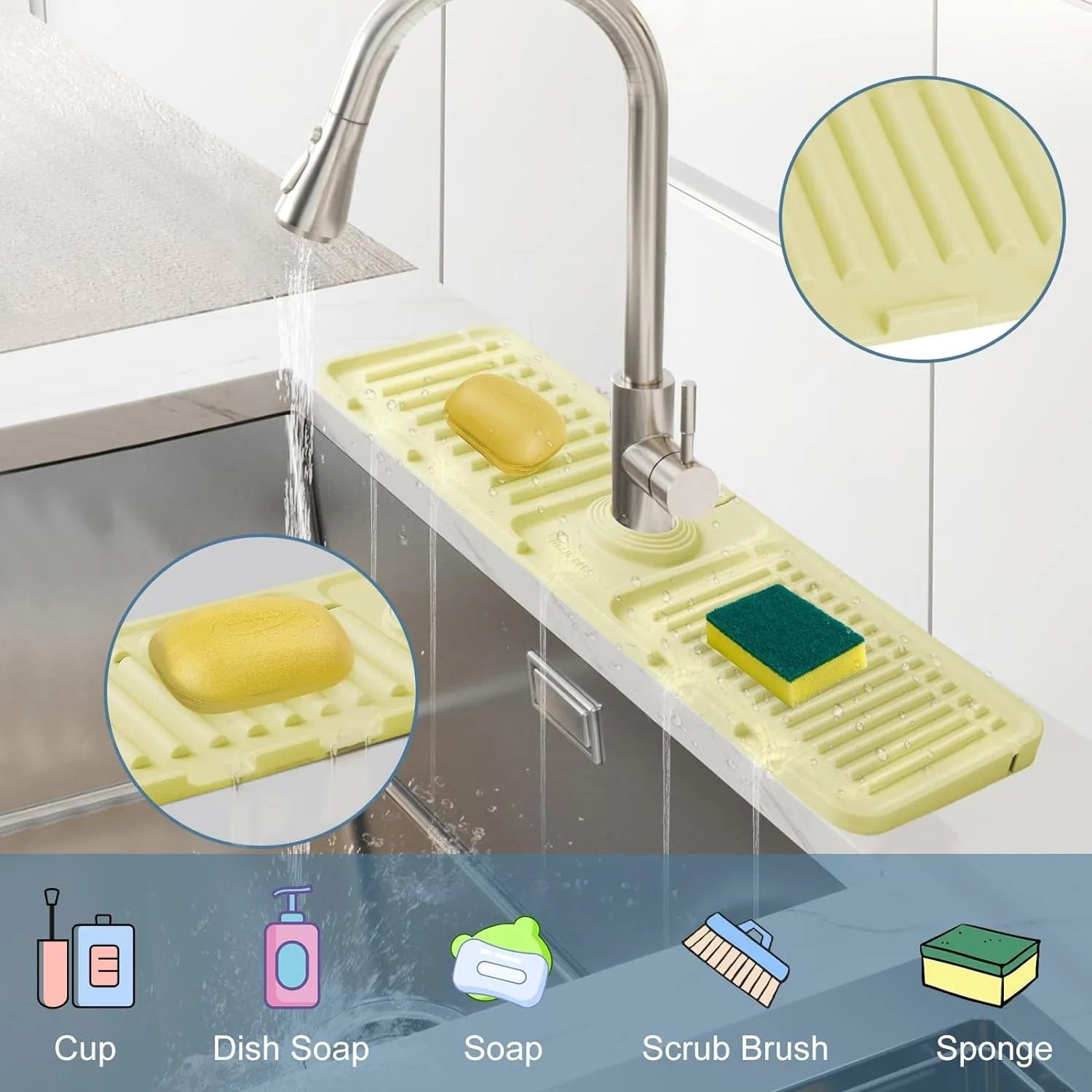 Easy clean silicone sink mat