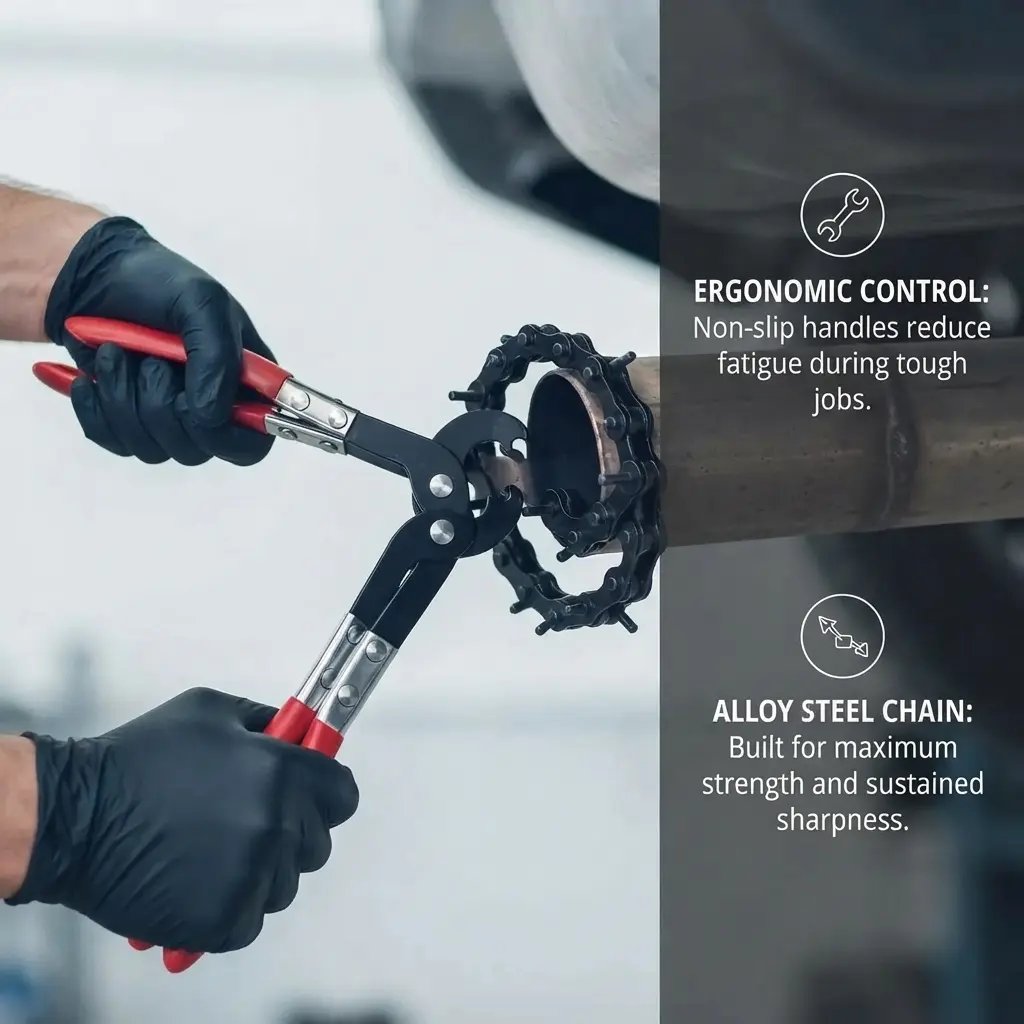 Steel exhaust pipe cutter construction