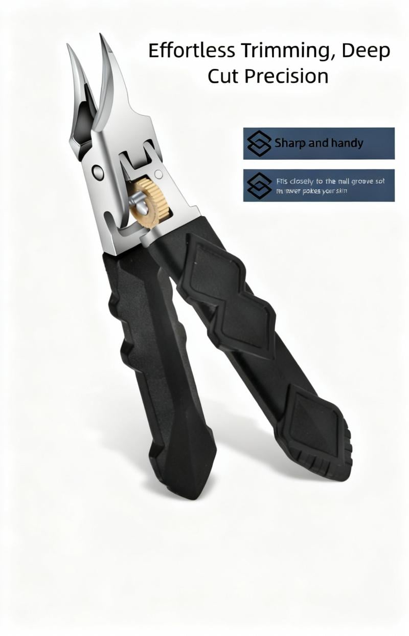 Black Anti-Slip Grip Gear Lock Nail Clipper Set with Ultra-Sharp Tips for Precise Access to Nail Grooves Professional-Grade Manicure Tool for Men Seniors Curved Sharp Blades Non-Slip Ergonomic Handle Durable Safe Construction