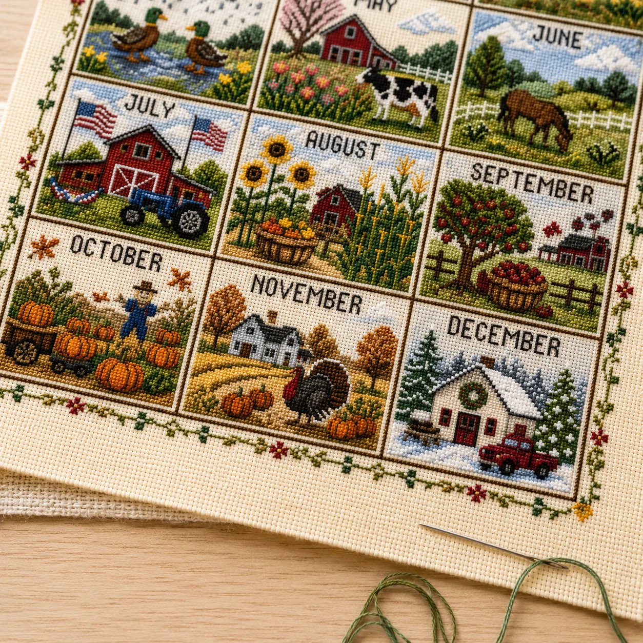 Seasonal cross stitch details