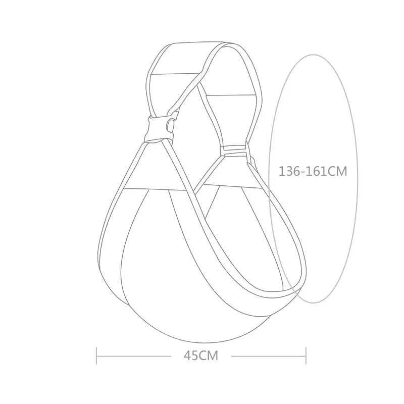 Adjustable baby sling dimensions 136 to 161 cm and 45 cm
