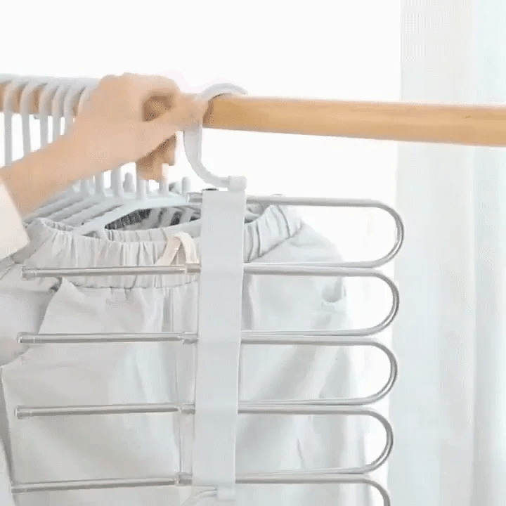 Multi-functional pants rack in use