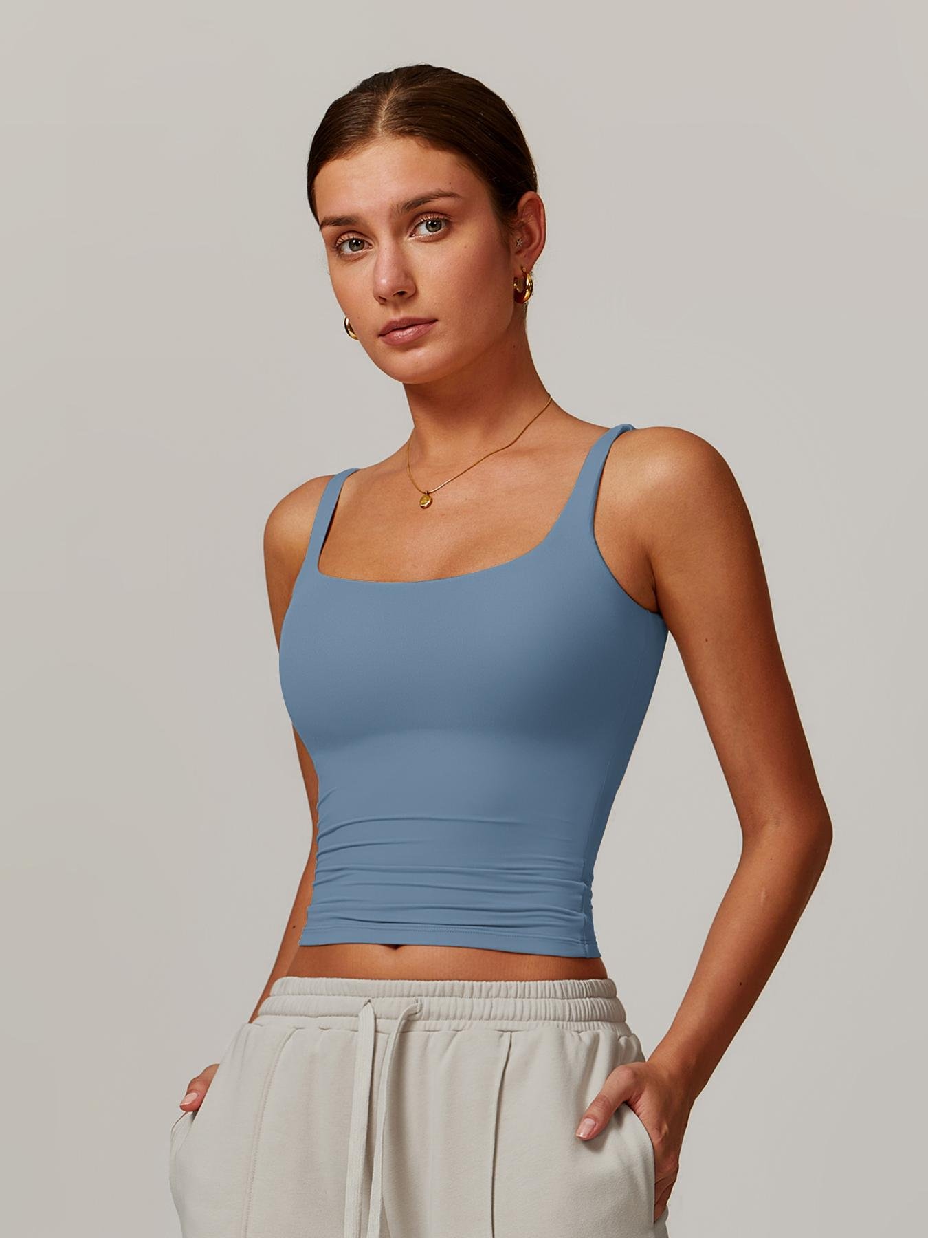 Women's Solid Color Sports Tank Top, Tight Sports Vest, Casual Comfy Breathable Sleeveless Sports Top for Yoga Gym Workout Running, Ladies Sportswear for All Seasons