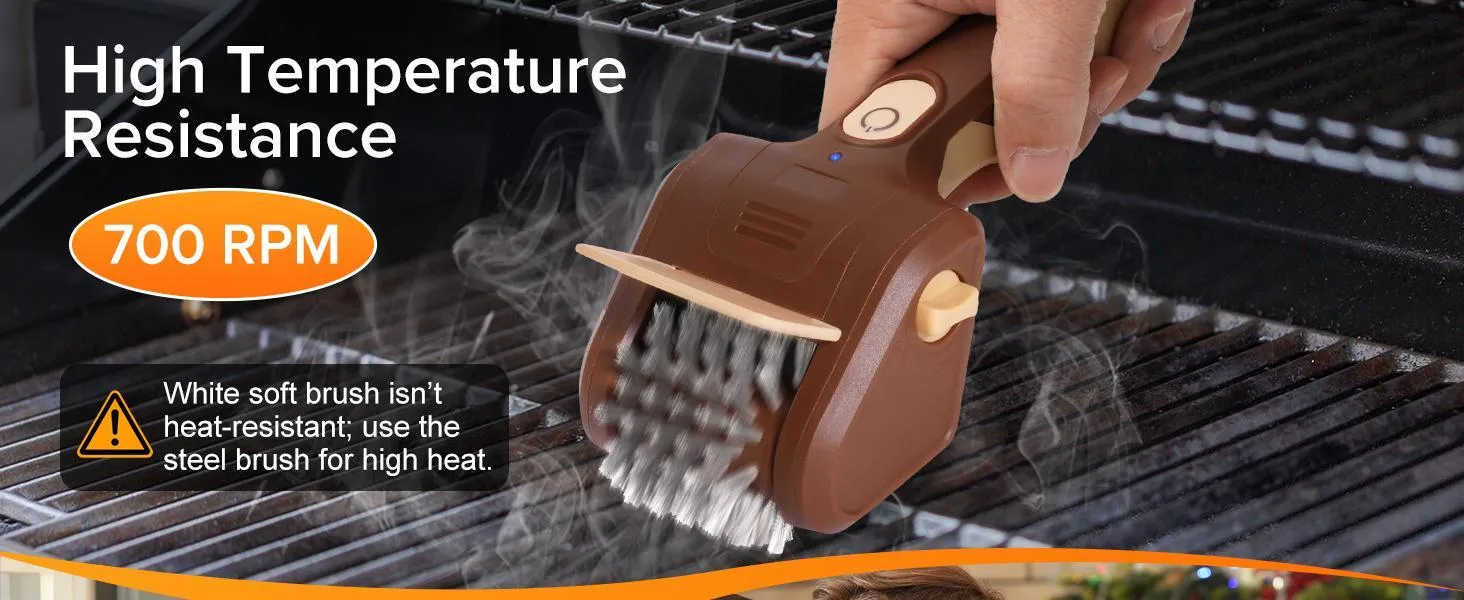 LRLY Electric BBQ Grill Brush, Cordless Rechargeable, Premium Stainless Steel Bristles, Barbecue Utensils, Removes Rust & Grill Grease, 2 Replacement Cleaning Brushes, Deep Cleaning Barbecue Accessory for All Grill Types & Grates LRLY Electric BBQ Grill Brush, Cordless Rechargeable, Premium Stainless Steel Bristles, Barbecue Utensils, Removes Rust & Grill Grease, 2 Replacement Cleaning Brushes, Deep Cleaning Barbecue Accessory for All Grill Types & Grates