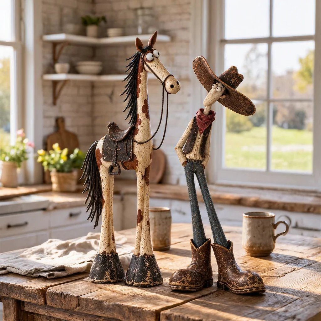 Western cowboy and horse displayed together