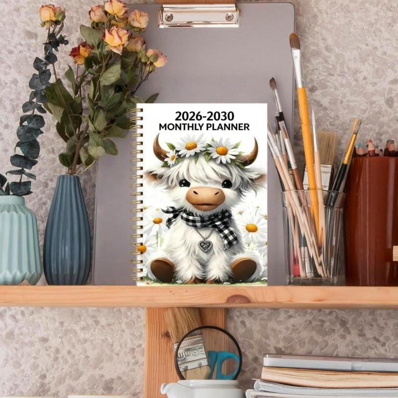 Highland Cow monthly planner used for scheduling