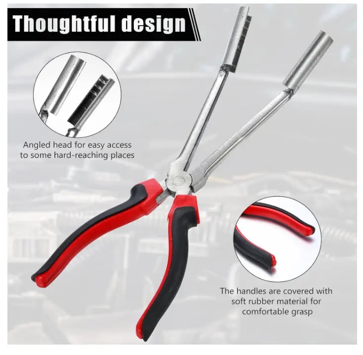 Spark plug boot removal tool in use