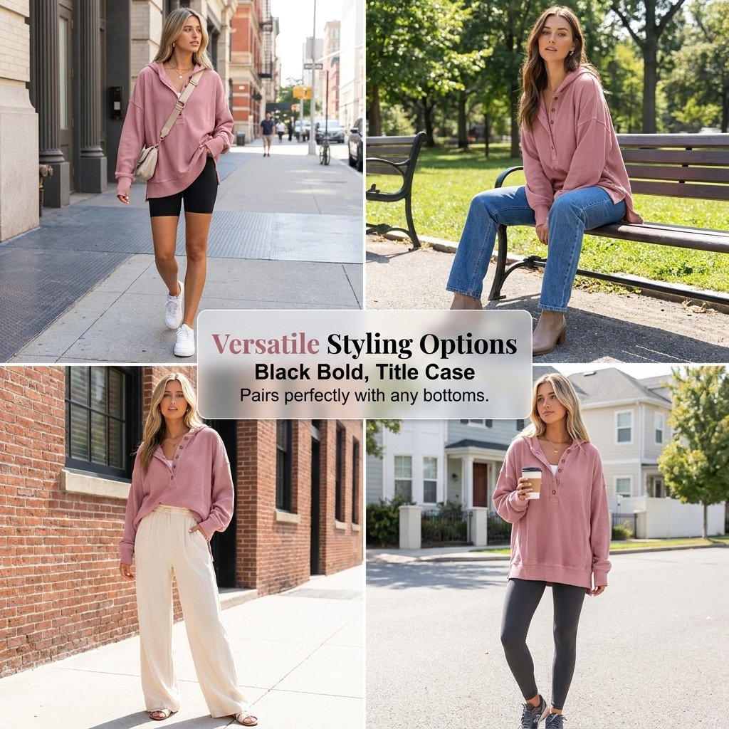 Styling ideas for the button-down V-neck hoodie