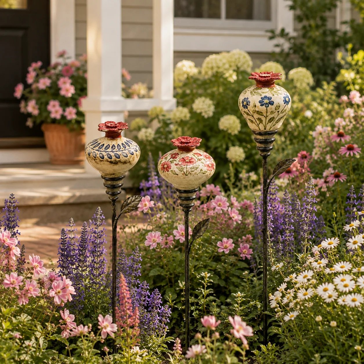 Set of three feeders one in each botanical pattern