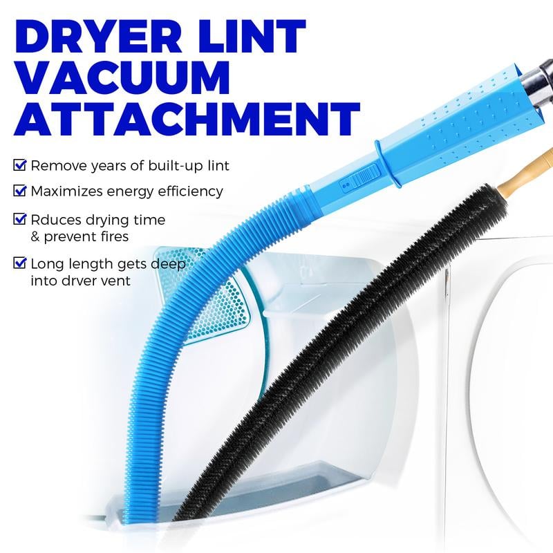 Long dryer vent brush reaching deep into a dryer