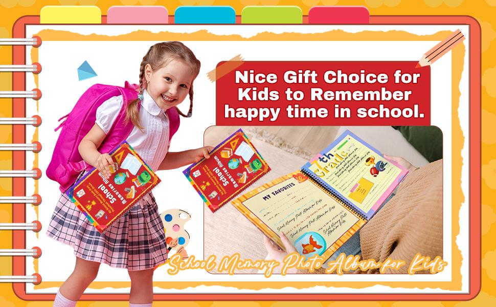 School Memory Book Preschool Back to School Gifts Keepsake for Scrapbook Photo Memories from Preschool Through 12th Grade with 14 Pocket for Storage Portfolio Every Grade Pictures Campus Back to School Season Supplies