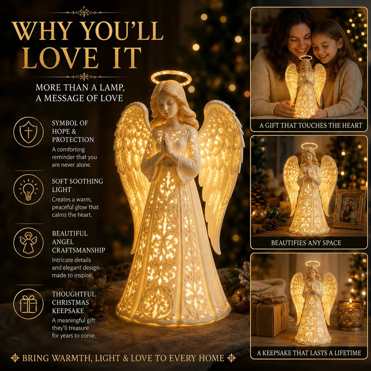 Angel Christmas Guardian Light beautiful details