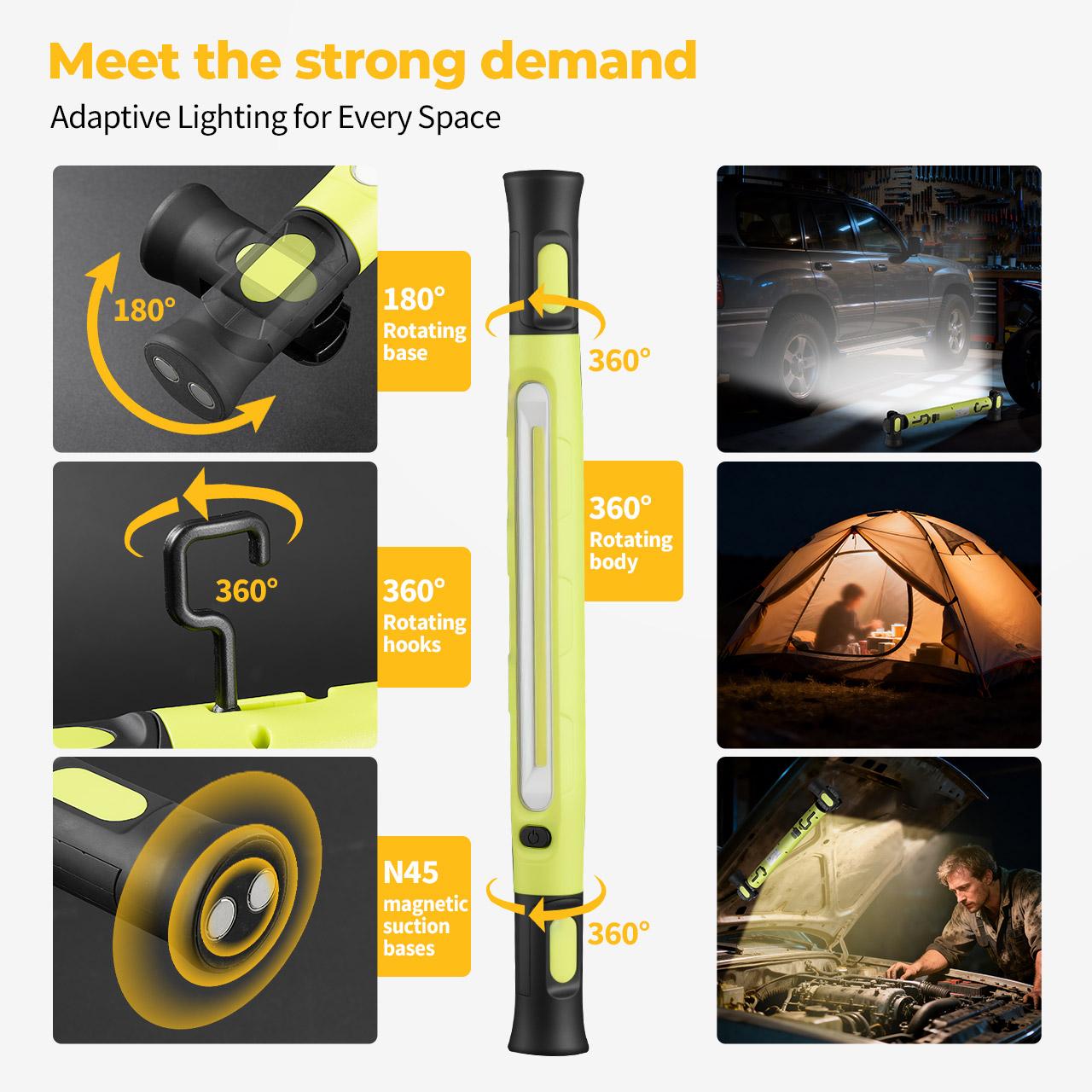 cordless rechargeable under hood light bar for workshop use