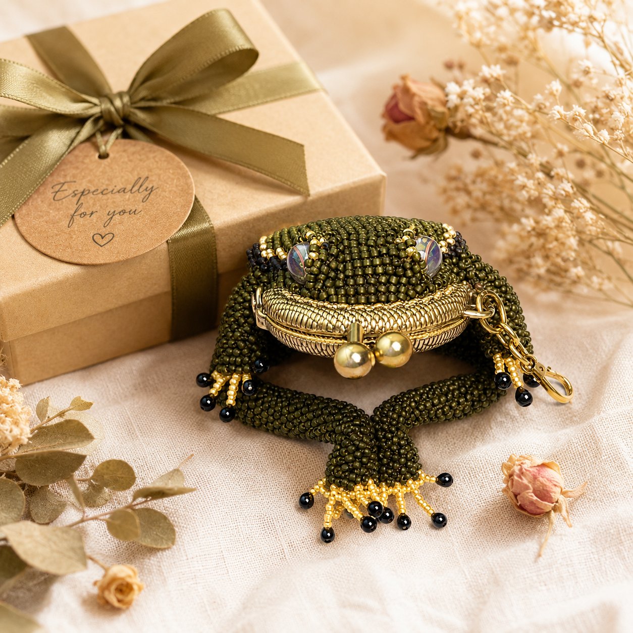 Gift-ready frog purse