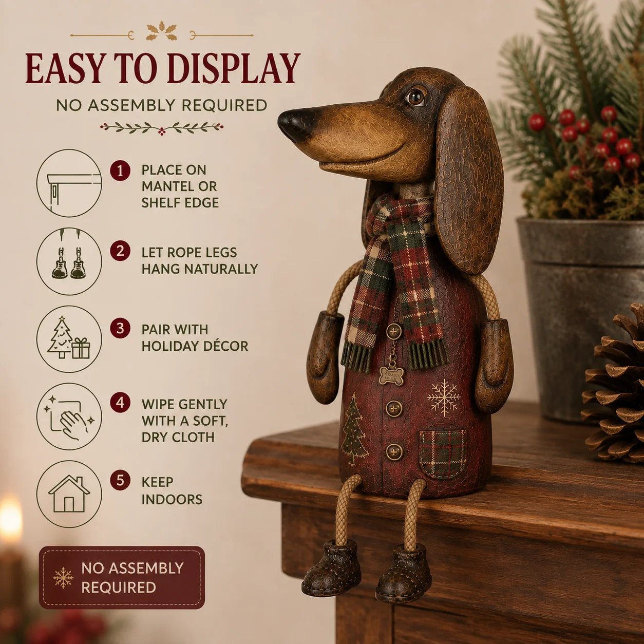 Dachshund on shelf display